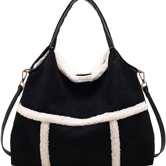 Stylish Large Suede Handbag with Warm Faux Wool Lining – Fashion Meets Function - Picture 1 of 7